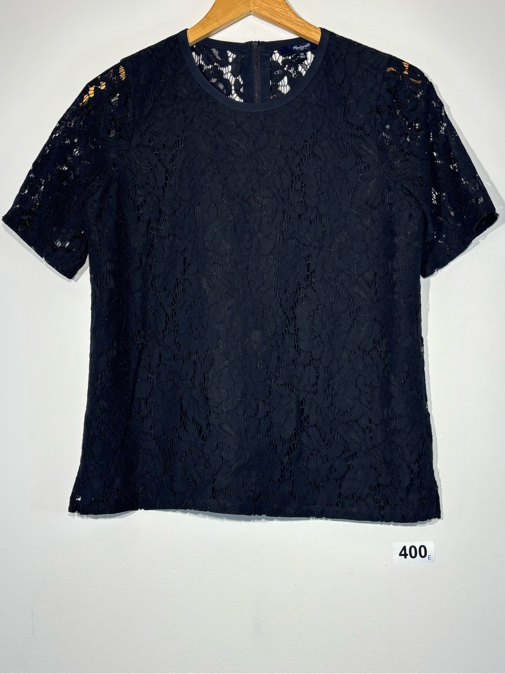 Madewell‎ Black Lace Short Sleeve Crewneck Top Size XS